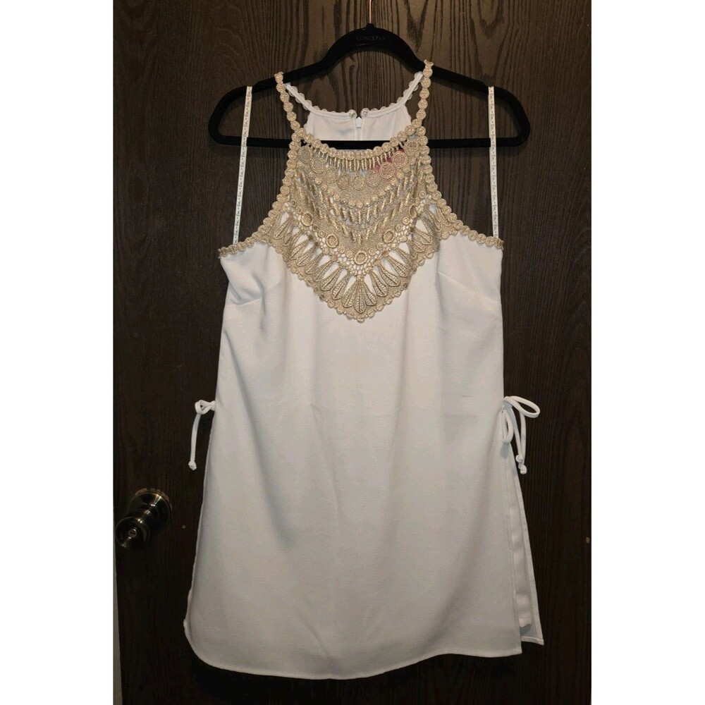 Lilly Pulitzer Women White Halter Sleeveless Romper Dress Lace Bib Front Size 8